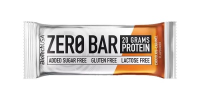 Fehérjeszelet, gluténmentes, 50g, BIOTECH USA "Zero Bar", csokoládé-karamell