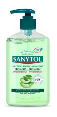 Antibakteriális folyékony szappan, 250 ml, SANYTOL "Hidratáló", aloe vera és zöld tea