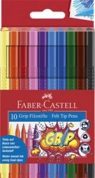 Filctoll készlet, háromszögletű, FABER-CASTELL "Grip", 10 különböző szín